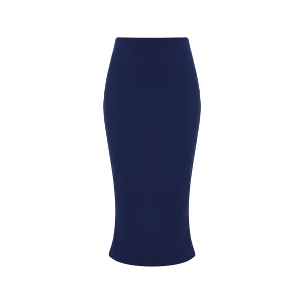 Rasario Crepe Satin Midi Skirt in Blue