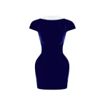 Rasario Velvet Mini Dress with a Deep Back Neckline in Dark Blue