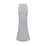 Rasario Draped Satin Maxi Skirt with a Train in Grey