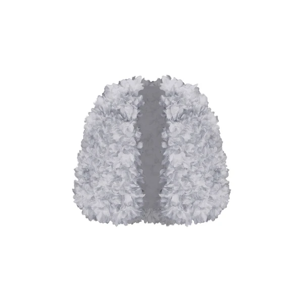 Rasario Voluminous Cape with Floral Trim in Grey