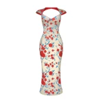 Rasario Floral Satin Midi Dress in Beige