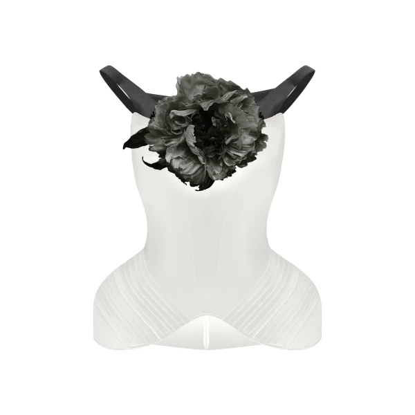 Rasario Off-the-Shoulder Satin Corset Top with Sculpted Hip Panniers in White and Black