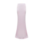 Rasario Draped Satin Maxi Skirt with a Train in Light Pink