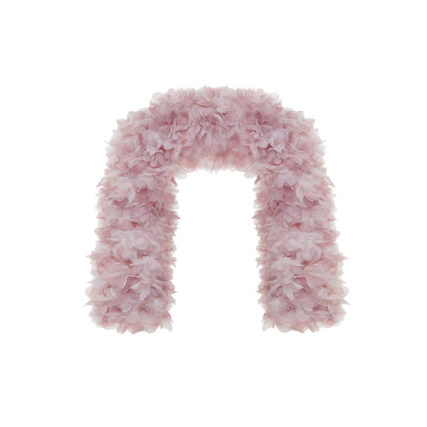 Rasario Voluminous Bolero with a Floral Trim in Light Pink, view 2