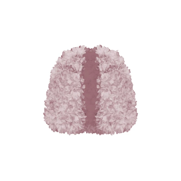 Rasario Voluminous Cape with Floral Trim in Light Pink