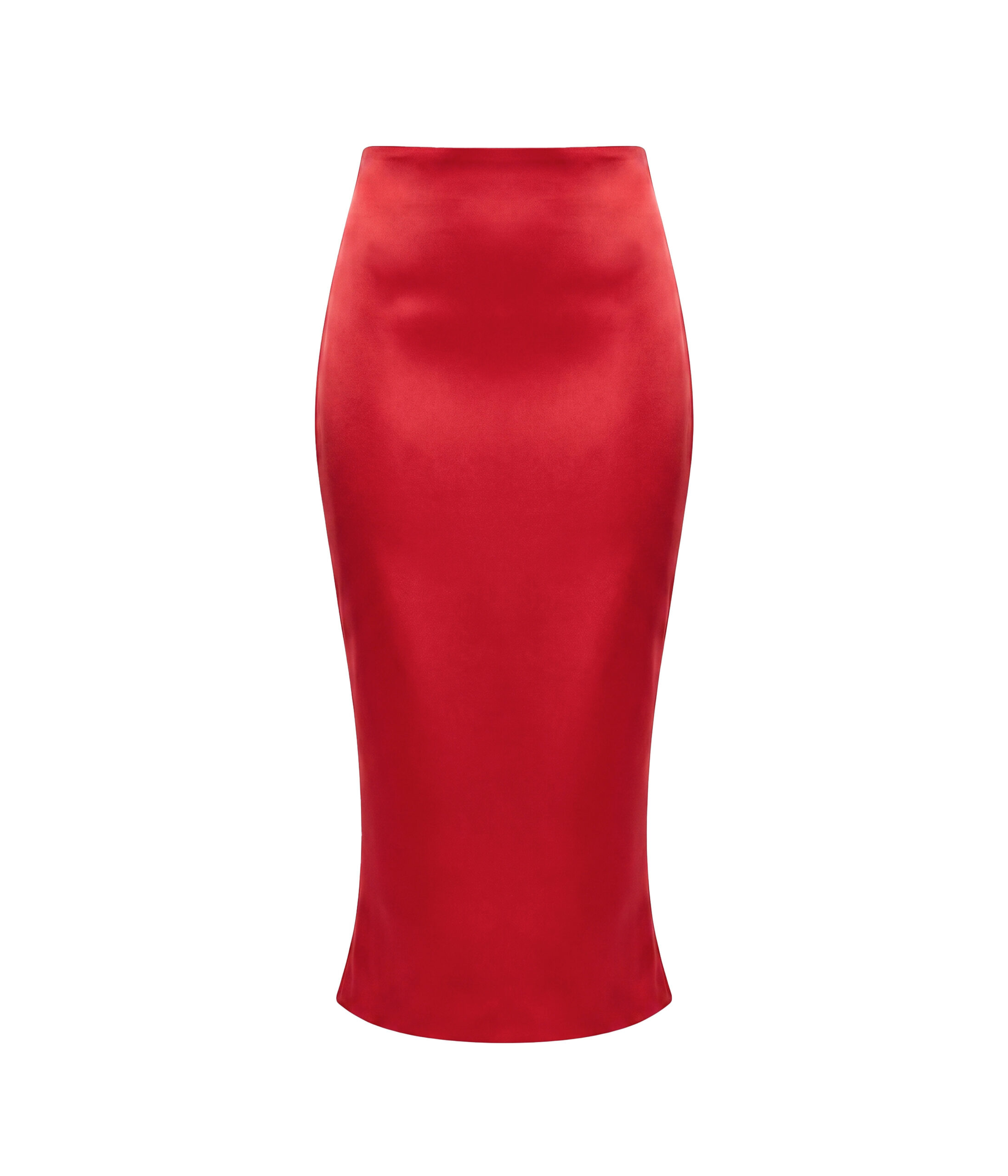 Crepe Satin Midi Skirt in Red