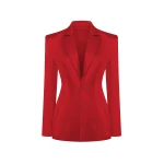 Rasario Single-Breasted Satin Jacket in Red