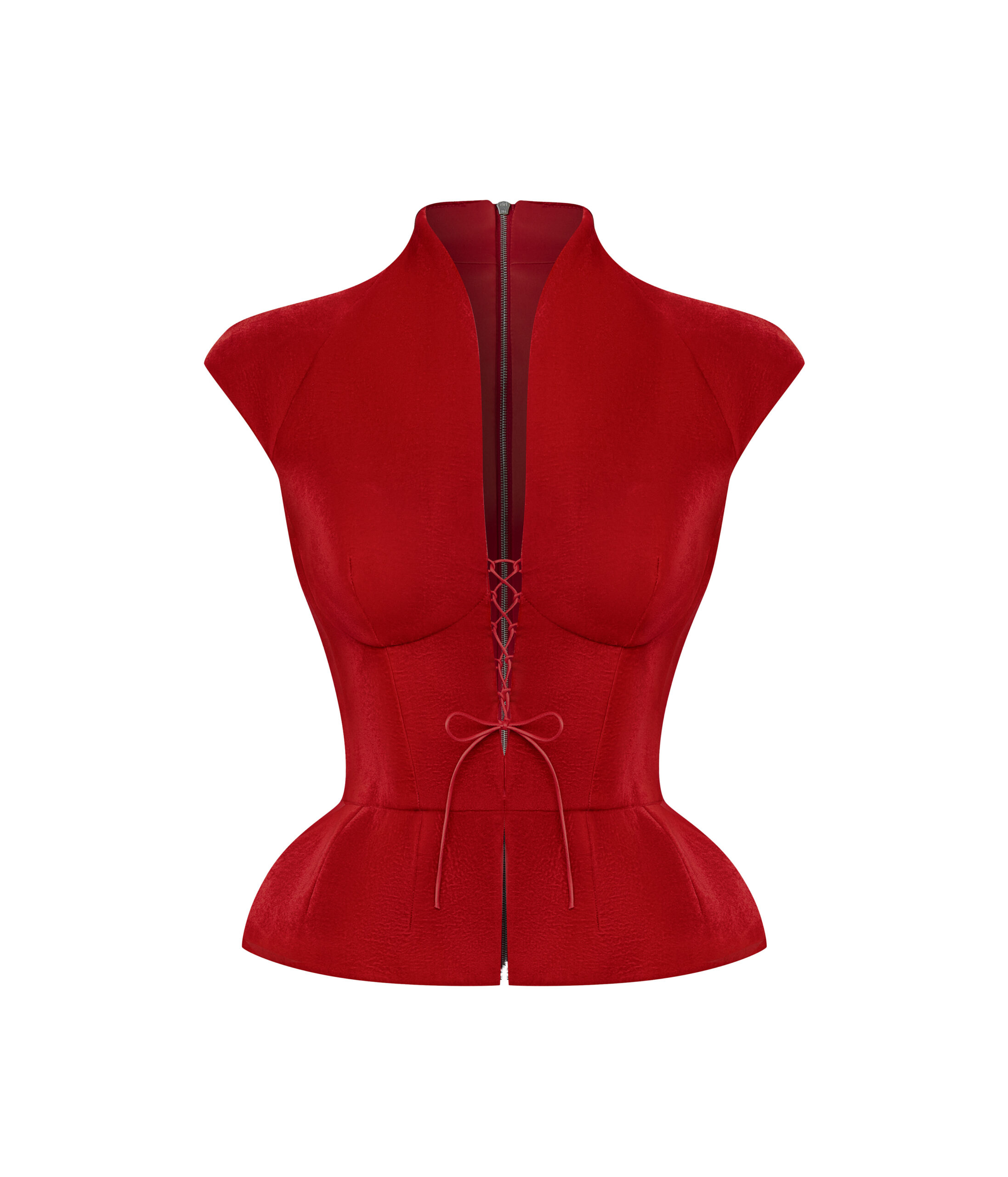 Velvet Top with Lacing in Red