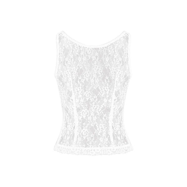 Rasario Lace Tank Top in White, view 2