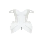 Rasario Laced Satin Corset with Panniers and Bows in White