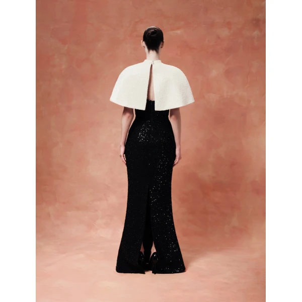 Rasario Sequin-Embroidered Cape in White, view 5