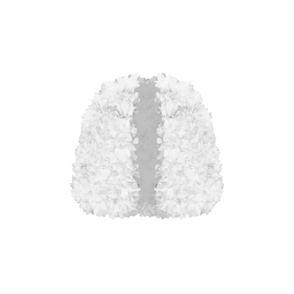 Rasario Voluminous Cape with Floral Trim in White