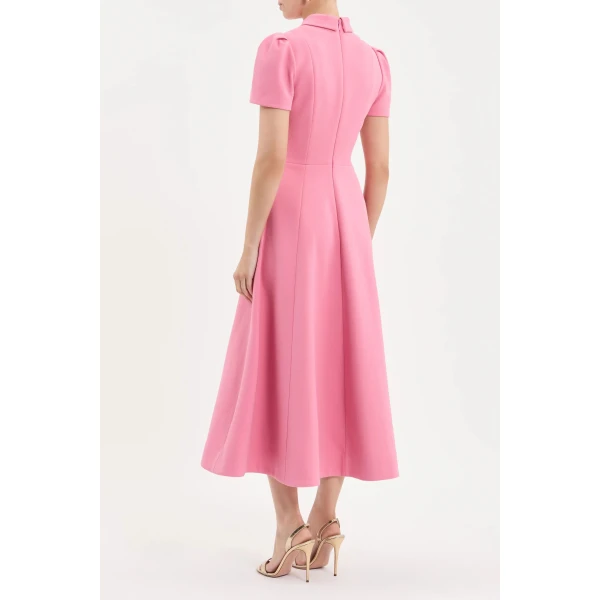 Rebecca Vallance Preston Short Sleeve Midi Dress in Pink | Midi Dresses | Luxury Shoes 