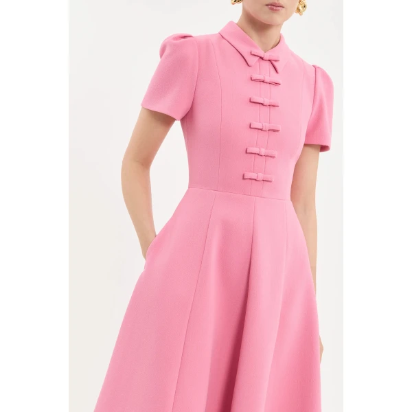 Rebecca Vallance Preston Short Sleeve Midi Dress in Pink | Midi Dresses | Luxury Shoes 