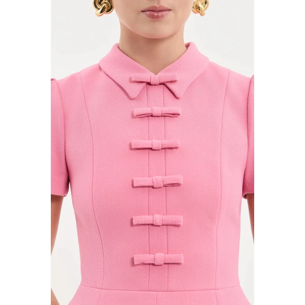 Rebecca Vallance Preston Short Sleeve Midi Dress in Pink | Midi Dresses | Luxury Shoes 