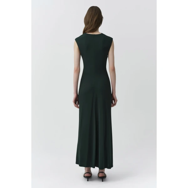 Acacia Draped Jersey Midi Dress in Everglade - Image 5