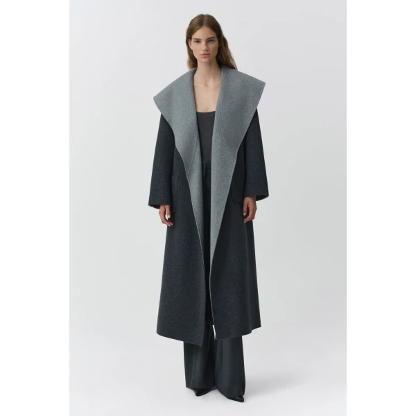 Allura Reversible Belted Coat in Charcoal Multi - Image 6