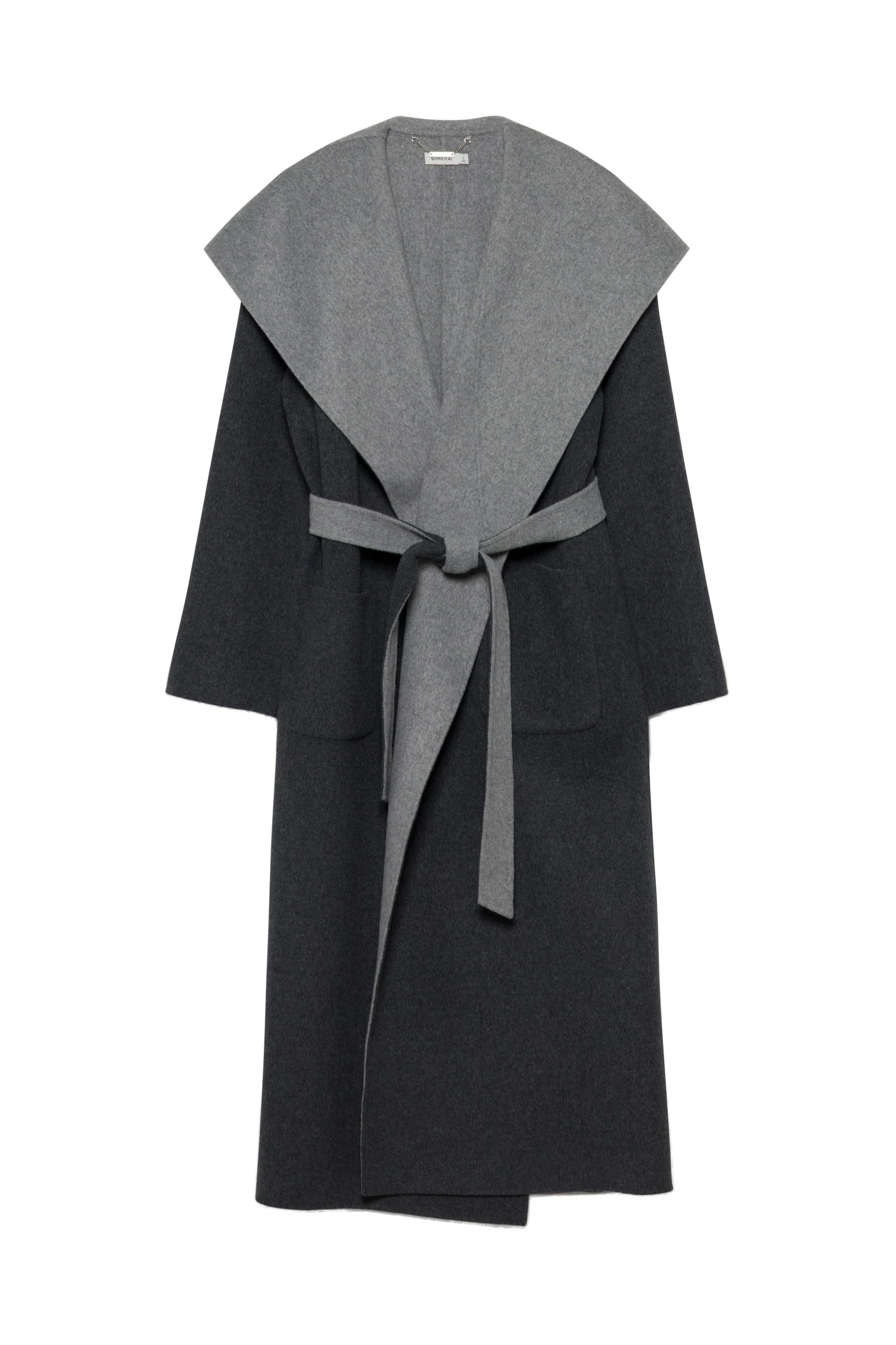 SIMKHAI Allura Reversible Belted Coat in Charcoal Multi SIMKHAI Allura Reversible Belted Coat in Charcoal Multi