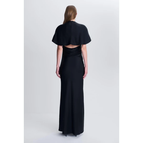 Annibelis Satin Gown in Black - Image 5