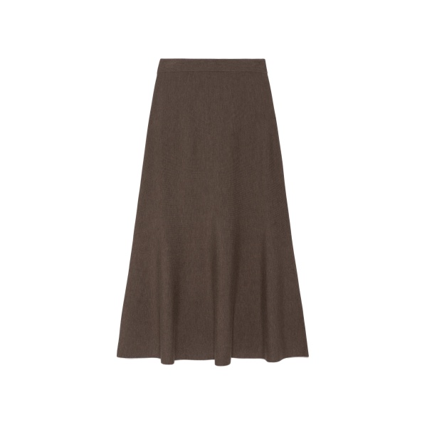 SIMKHAI Atwood Merino Wool Trumpet Skirt in Birch Melange