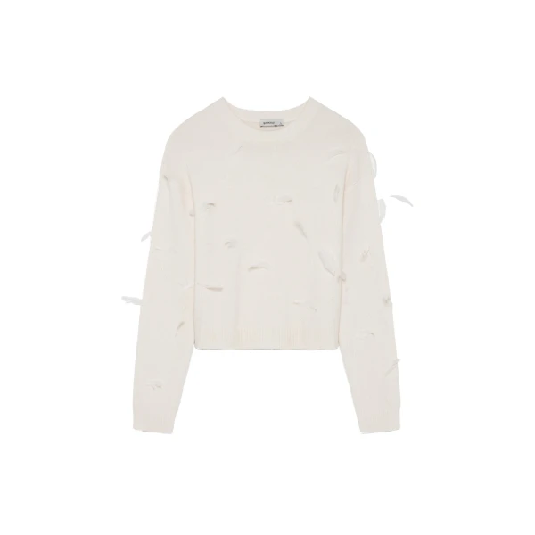SIMKHAI Avrae Feather Sweater in Frost