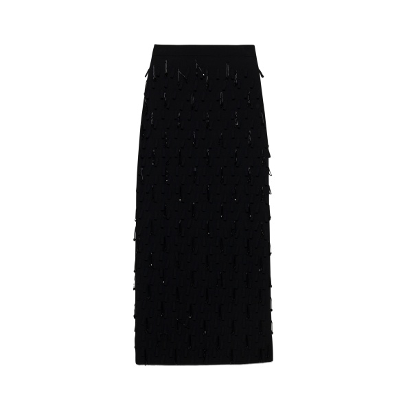 SIMKHAI Bree Embellished Knit Midi Skirt in Black