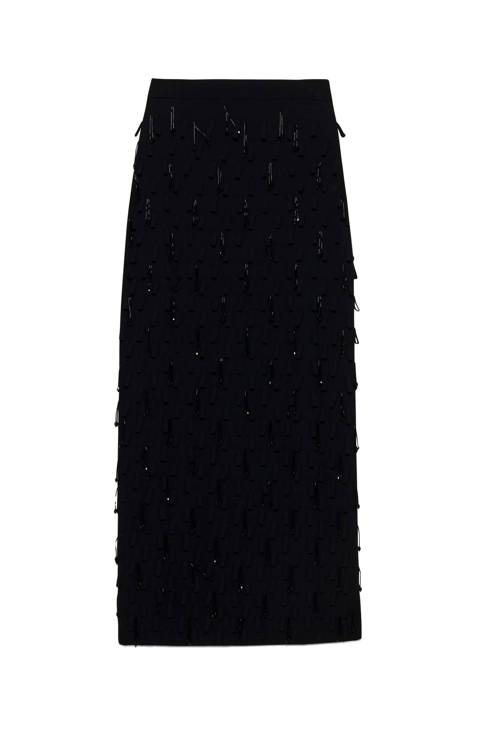 SIMKHAI Bree Embellished Knit Midi Skirt in Black SIMKHAI Bree Embellished Knit Midi Skirt in Black