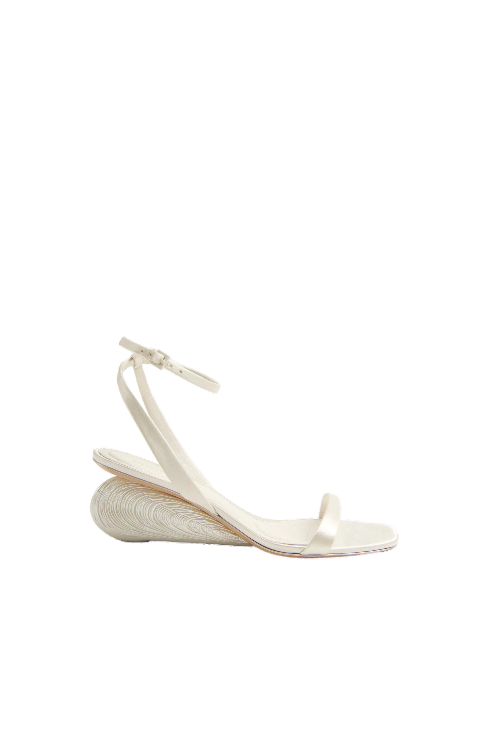SIMKHAI Bridget Satin Shell Wedge Sandal in Alabaster SIMKHAI Bridget Satin Shell Wedge Sandal in Alabaster