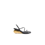 SIMKHAI Bridget Shell Wedge Sandal in Black Gold