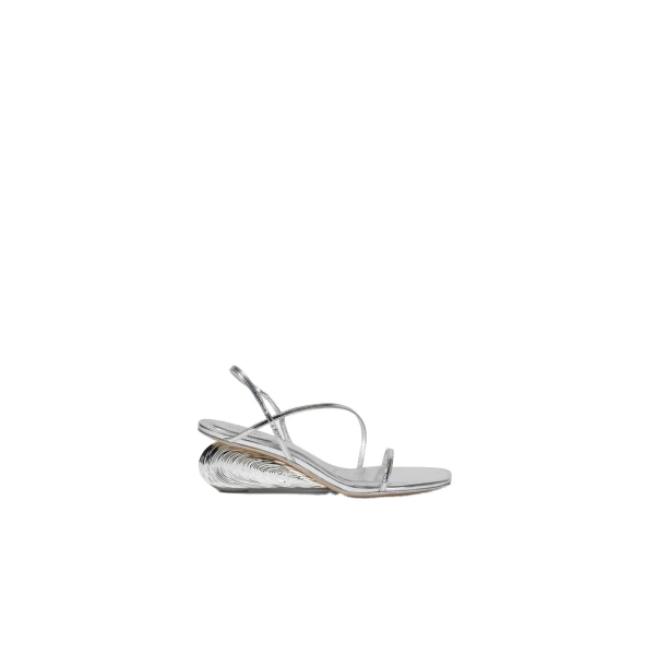 SIMKHAI Bridget Shell Wedge Sandal in Silver