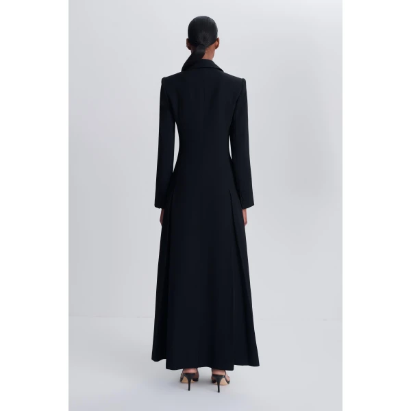 Calene Satin Crepe Blazer Gown in Black - Image 5