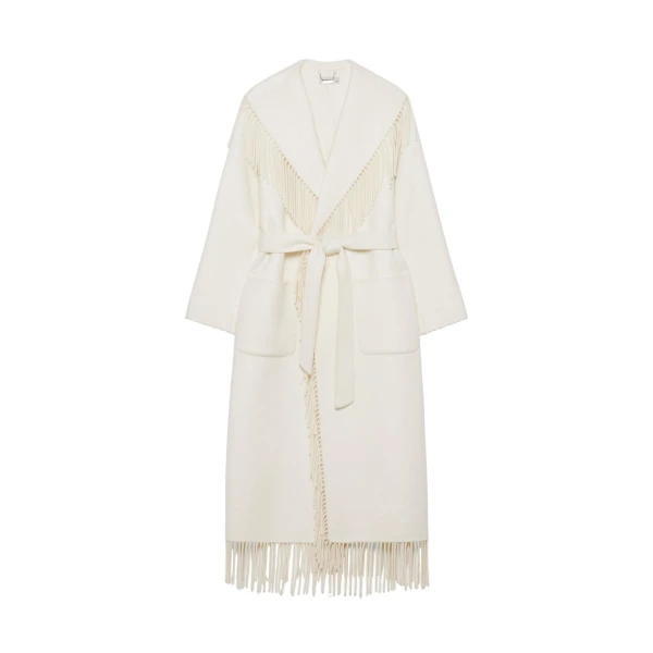 Carrie Fringe Coat in Frost