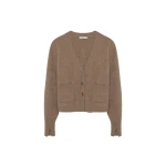 SIMKHAI Claurice Brushed Knit Cardigan in Light Otter