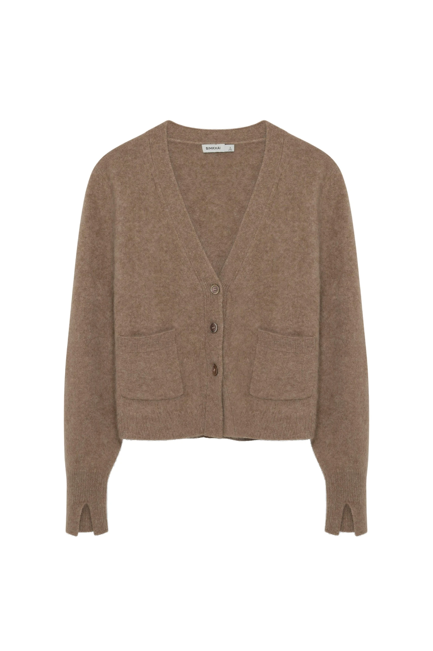 SIMKHAI Claurice Brushed Knit Cardigan in Light Otter SIMKHAI Claurice Brushed Knit Cardigan in Light Otter