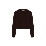 SIMKHAI Constance Cashmere Polo in Chocolate
