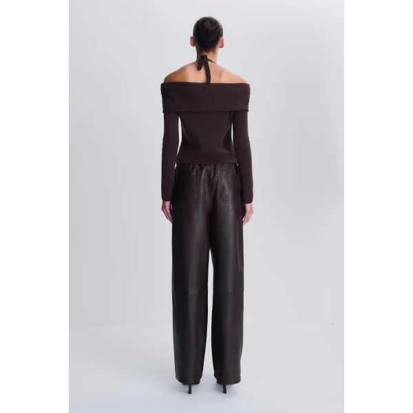Corrine Leather Pant in Dark Chocolate - Image 5