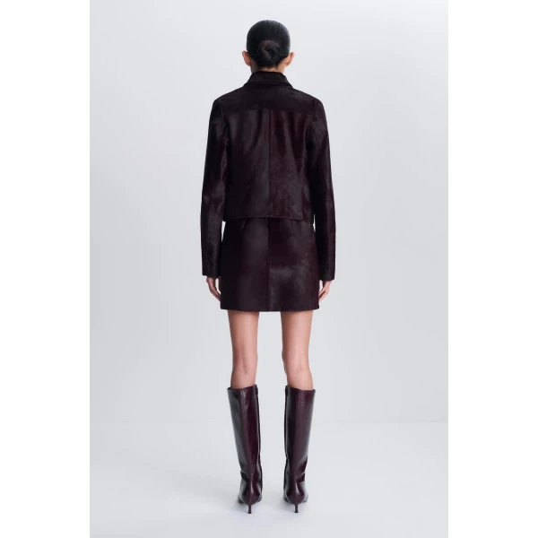 Daria Calf Hair Jacket in Fig - Image 5