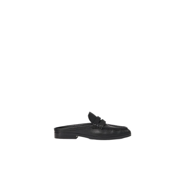 Dean Pebbled Leather Loafer Mule in Black