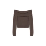 SIMKHAI Delphia Off-Shoulder Merino Wool Sweater in Birch Melange