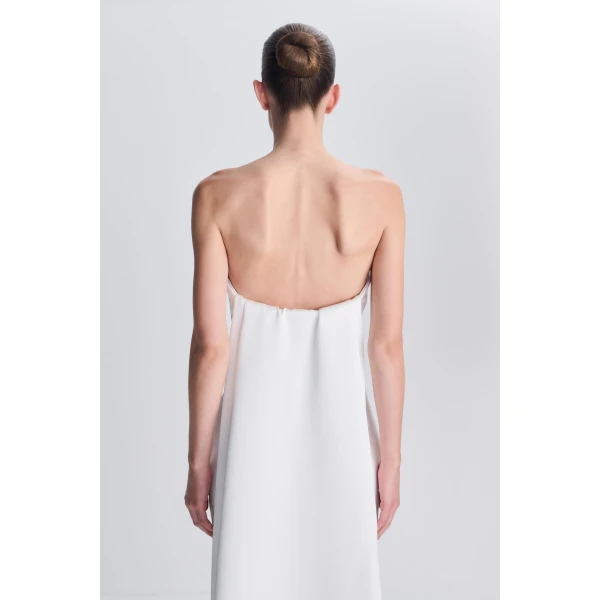 Dinah Strapless Midi Dress in Ivory - Image 6