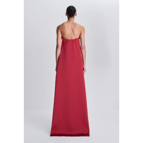 Dinah Strapless Midi Dress in Lipstick - Image 6