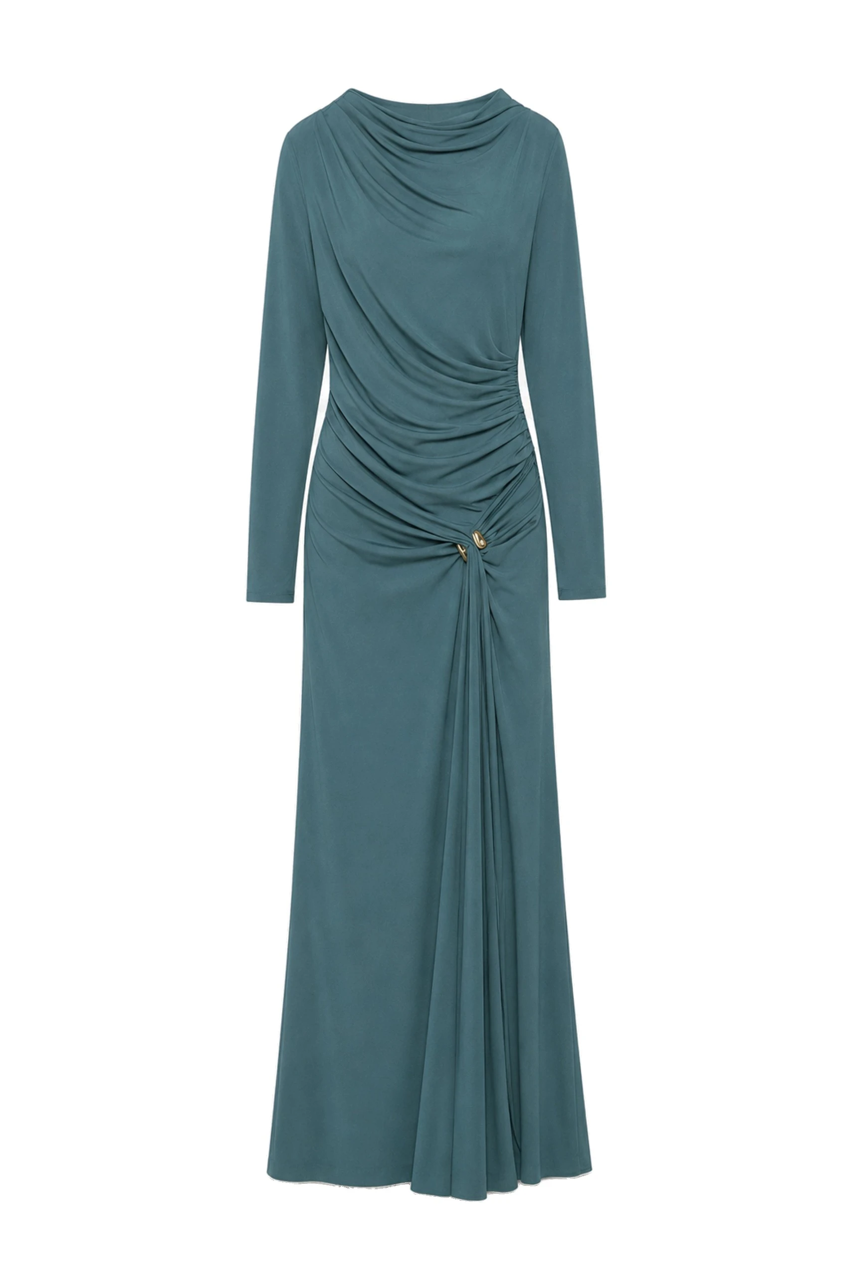 SIMKHAI Eleanora Draped Jersey Gown in Storm SIMKHAI Eleanora Draped Jersey Gown in Storm