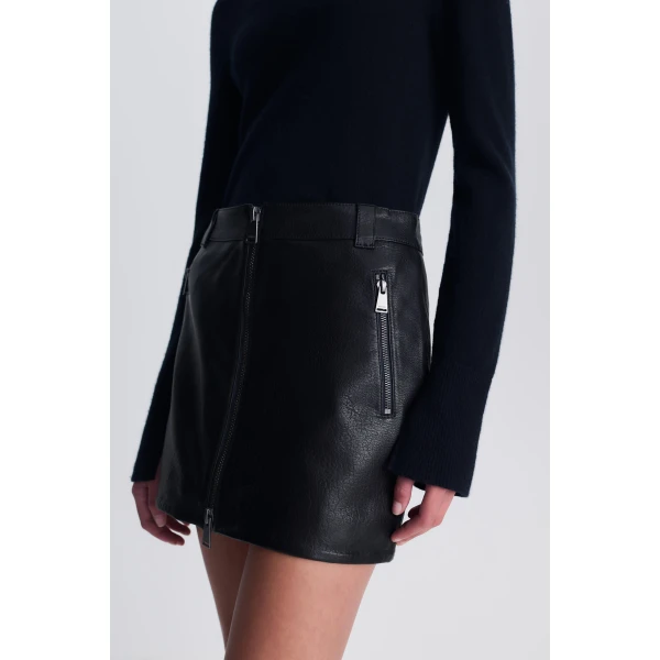 Elina Leather Mini Skirt in Black - Image 6