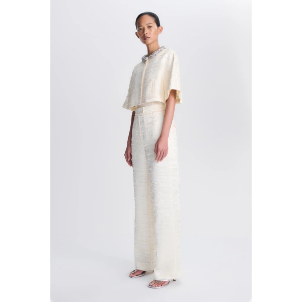 Elvessa Embellished Satin Jacket in Porcelain - Image 5