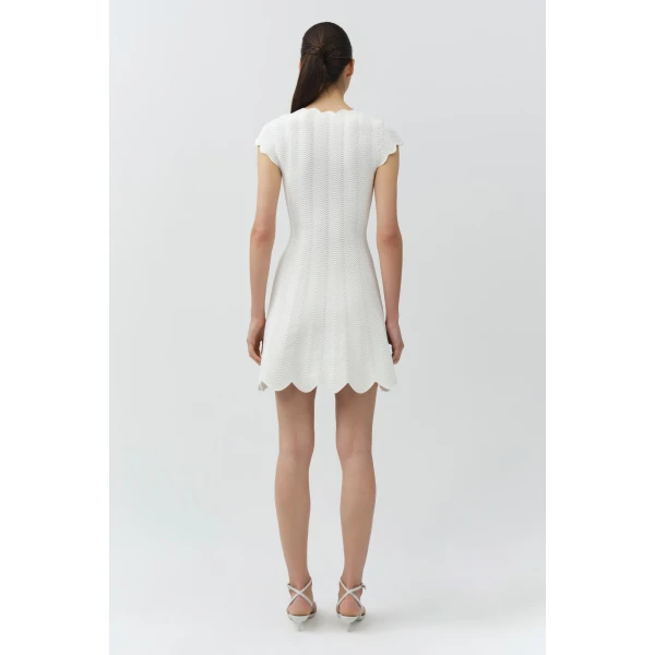 Evalynn Wavy Knit Mini Dress in Ivory - Image 5