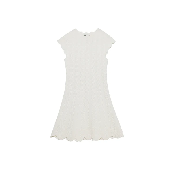 Evalynn Wavy Knit Mini Dress in Ivory