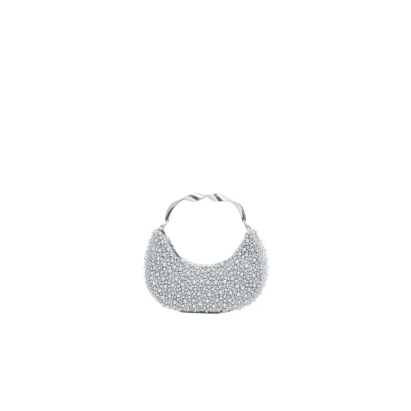 SIMKHAI Evelyn Beaded Crescent Bag in Silver