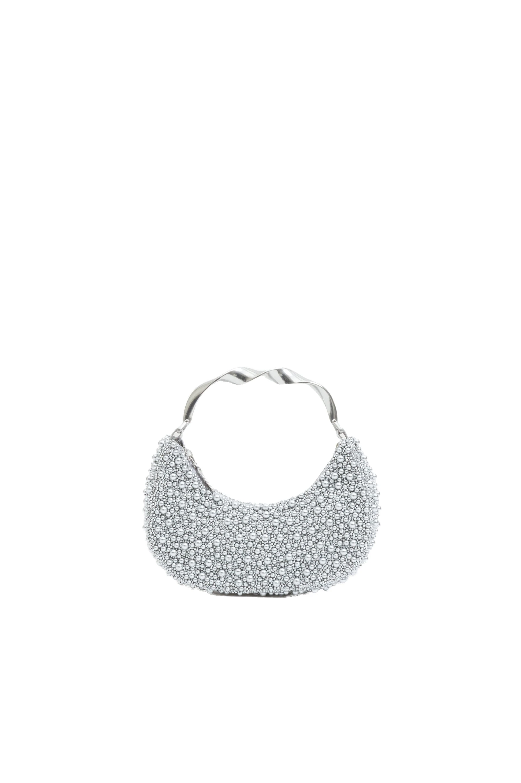 SIMKHAI Evelyn Beaded Crescent Bag in Silver SIMKHAI Evelyn Beaded Crescent Bag in Silver