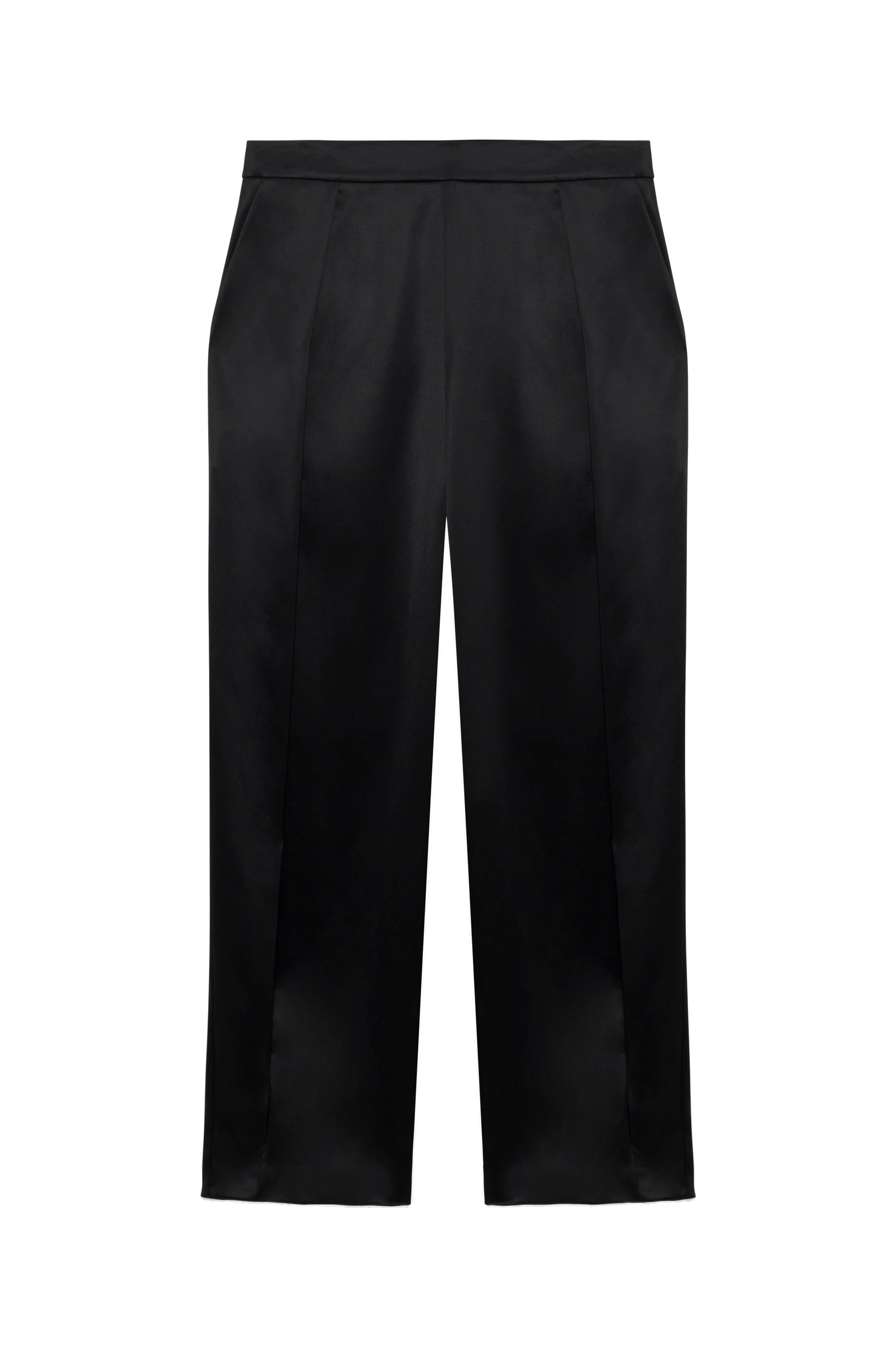 SIMKHAI Faye Satin Side Slit Pant in Black SIMKHAI Faye Satin Side Slit Pant in Black