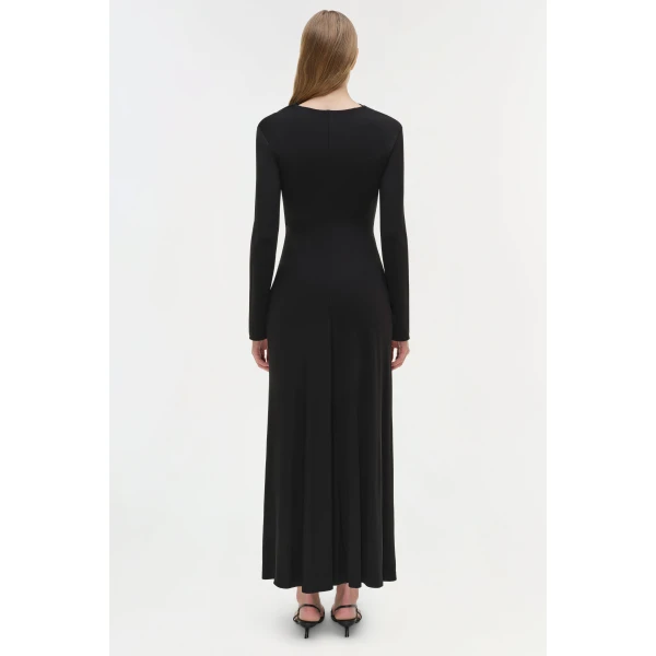 Ferrera Draped Jersey Midi Dress in Black - Image 5